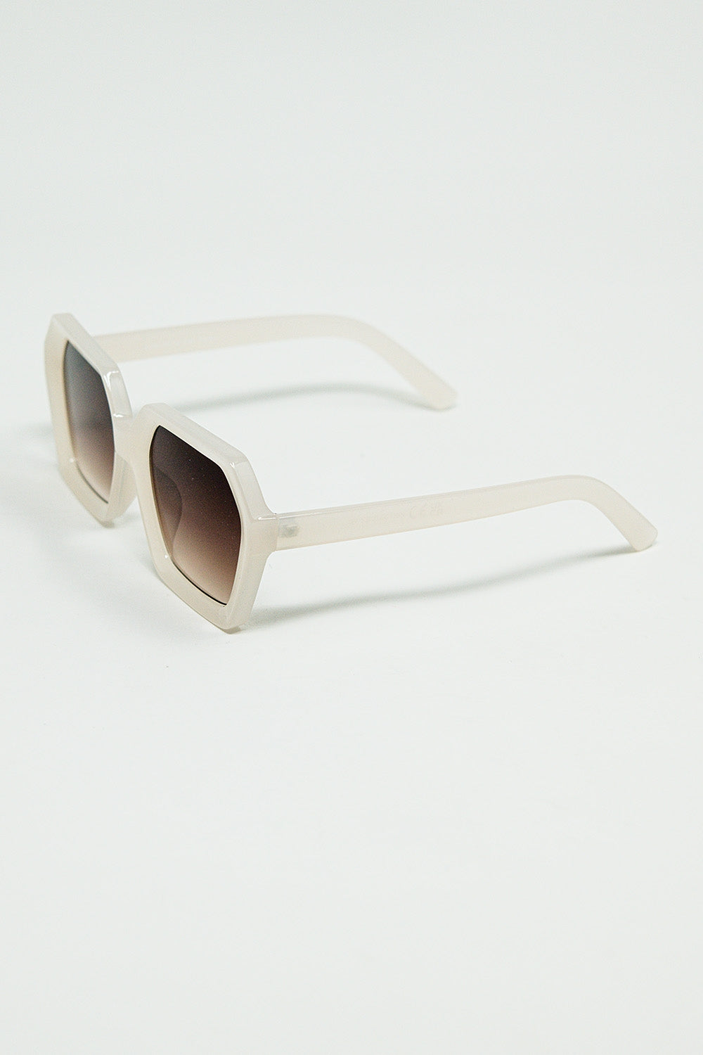Rectangular sunglasses in white translucent color | Just Cool Beans