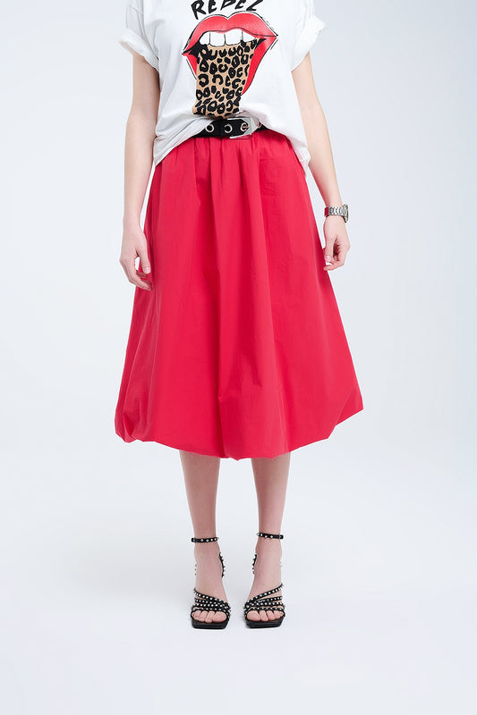 Red mini bubble skirt in poplin fabric | Just Cool Beans — skirts