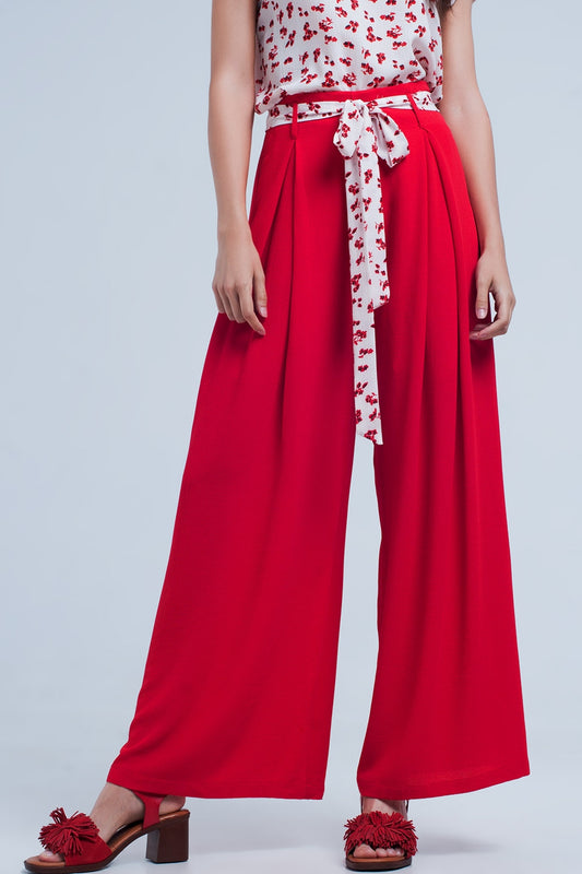 Red pants with floral belt | Just Cool Beans — pants | bottoms
