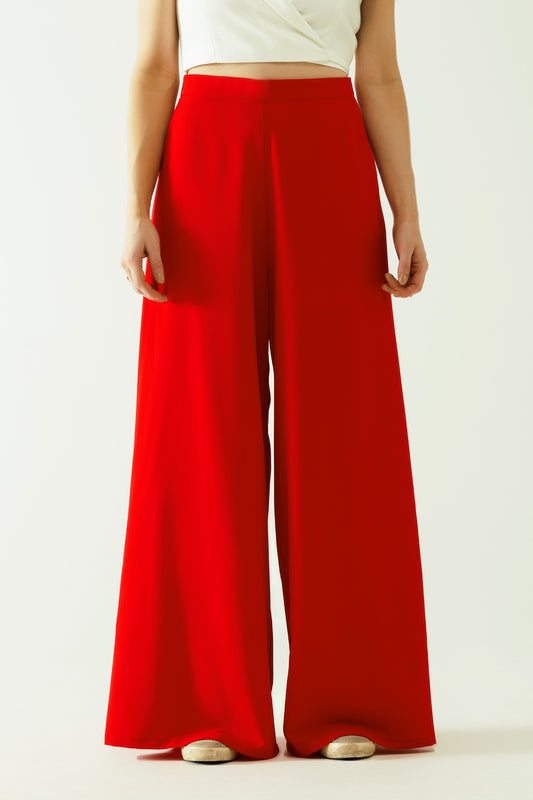 Red wide leg basic flared pants | Just Cool Beans — pants | bottoms