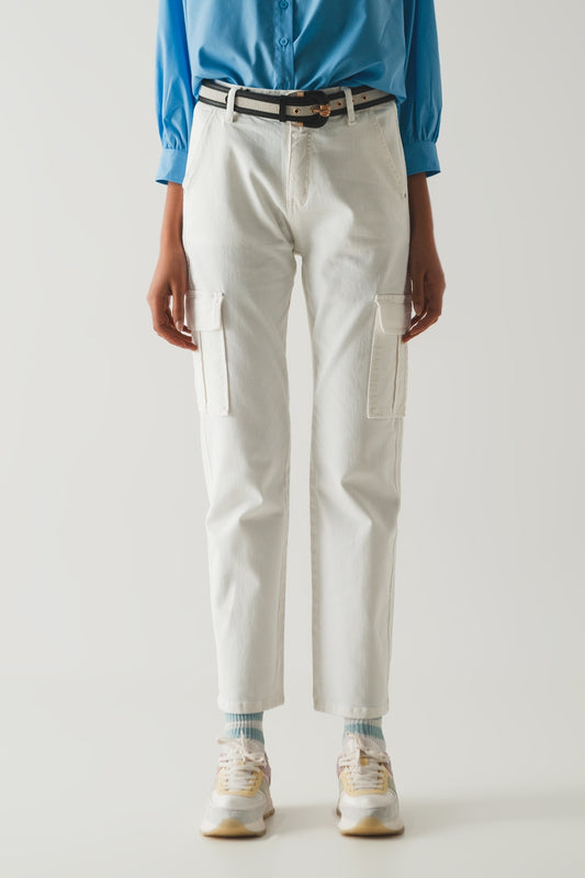Relaxed cargo pants in white | Just Cool Beans — jeans | bottoms