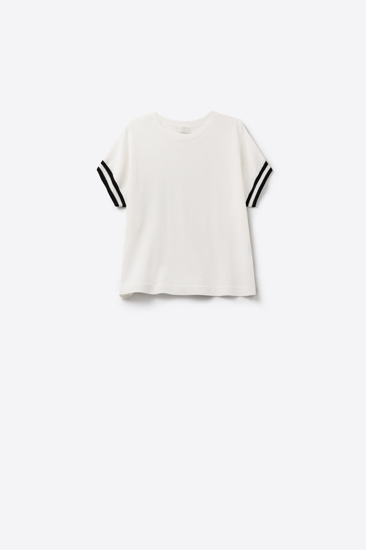 Relaxed fit sweater in white with black contrast detail | Just Cool Beans — sweaters | relaxed fit | tops