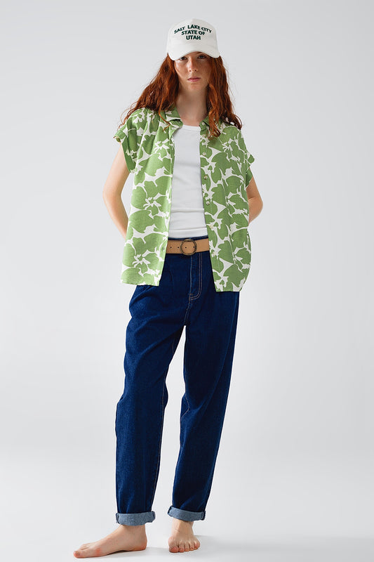 Relaxed floral print shirt in green | Just Cool Beans — shirts | nan