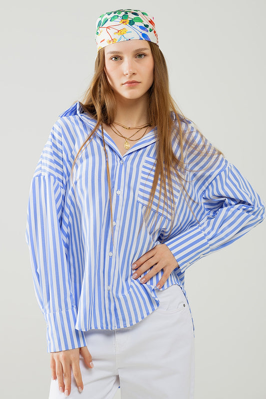 Relaxed light blue striped blouse | Just Cool Beans — shirts | tops