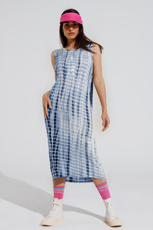 Relaxed maxi tie dye dress in shades of blue | Just Cool Beans — dresses