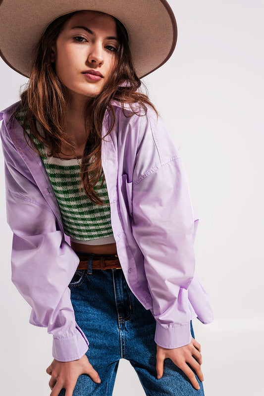 Relaxed poplin shirt in lilac | Just Cool Beans — shirts | nan