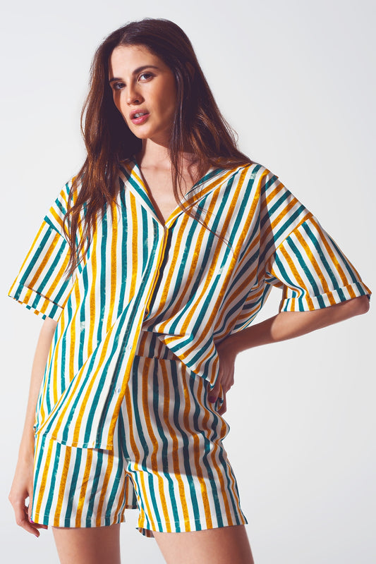 Relaxed shirt in green stripe | Just Cool Beans — shirts | nan