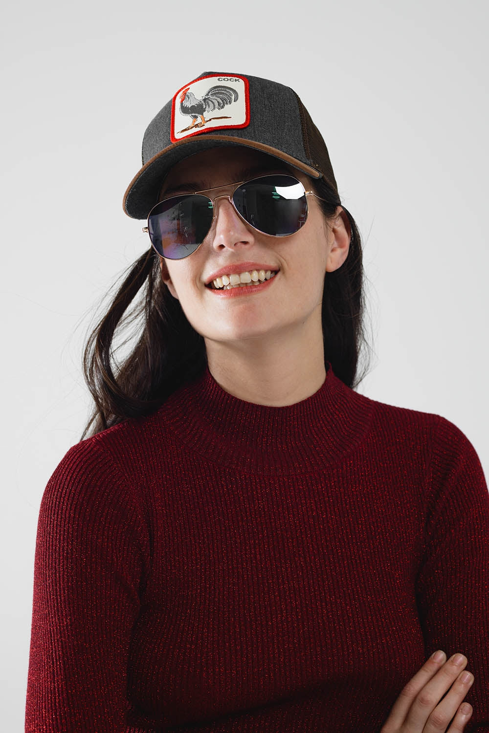 Retro aviator sunglasses  with blue smoke lense and golden frame | Just Cool Beans