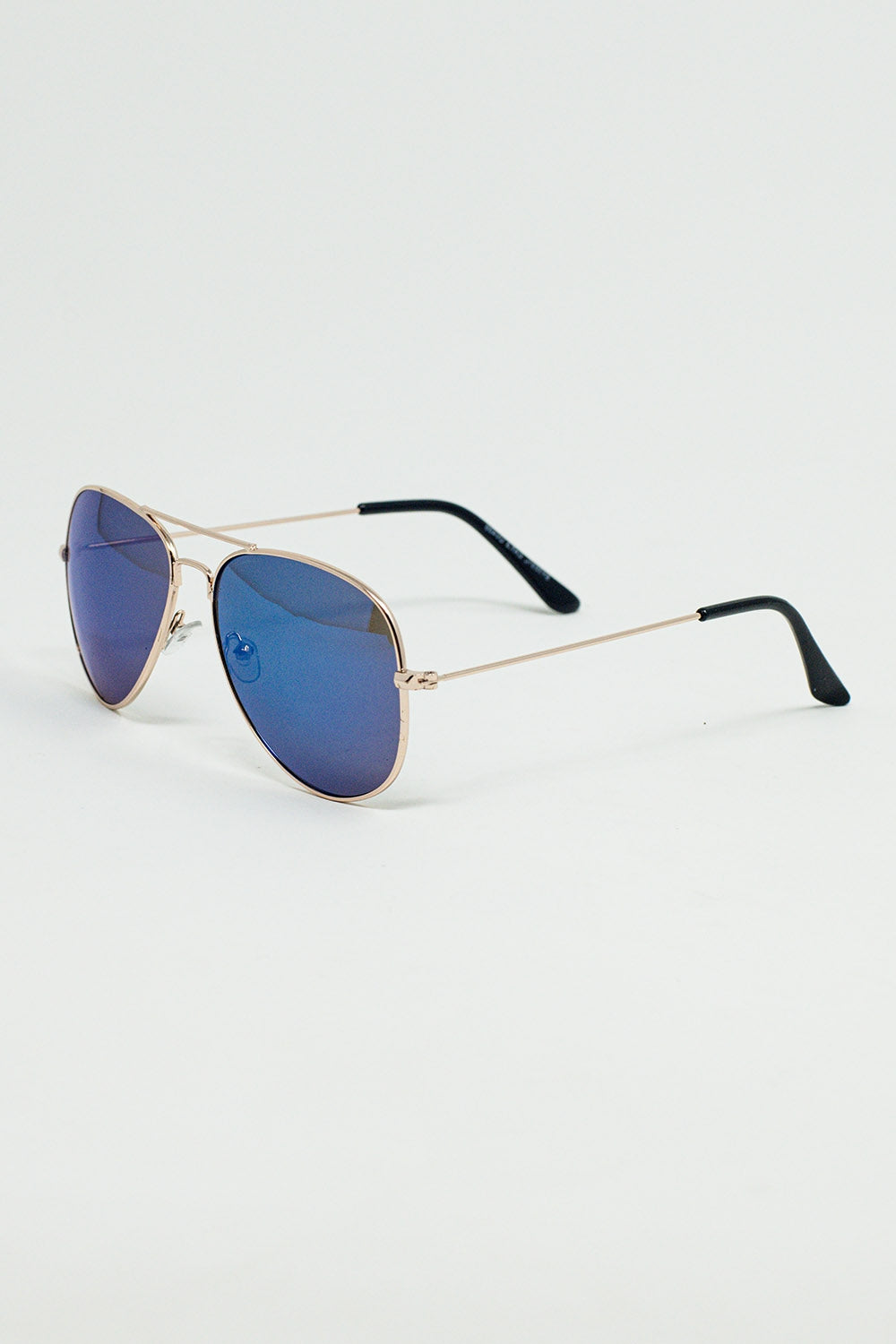 Retro aviator sunglasses  with blue smoke lense and golden frame | Just Cool Beans