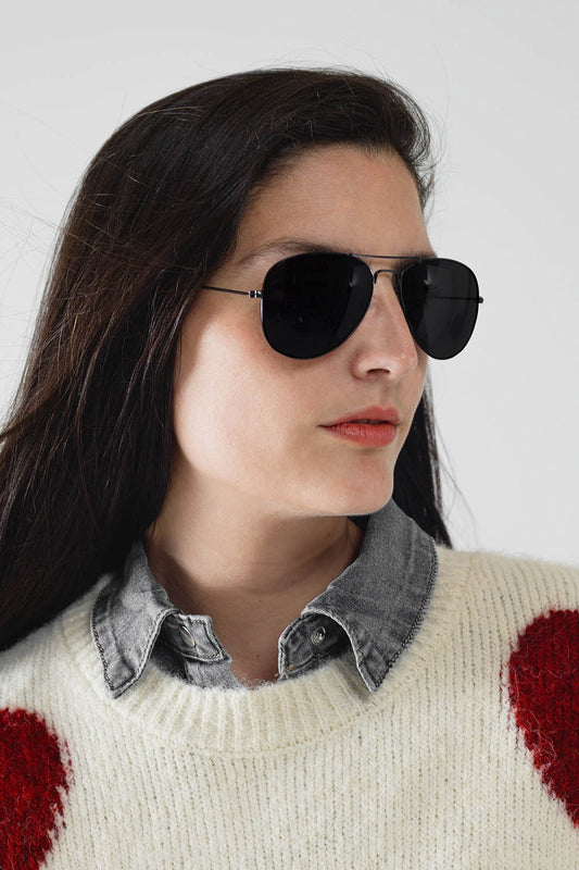 Retro aviator sunglasseswith smoke lense in black | Just Cool Beans