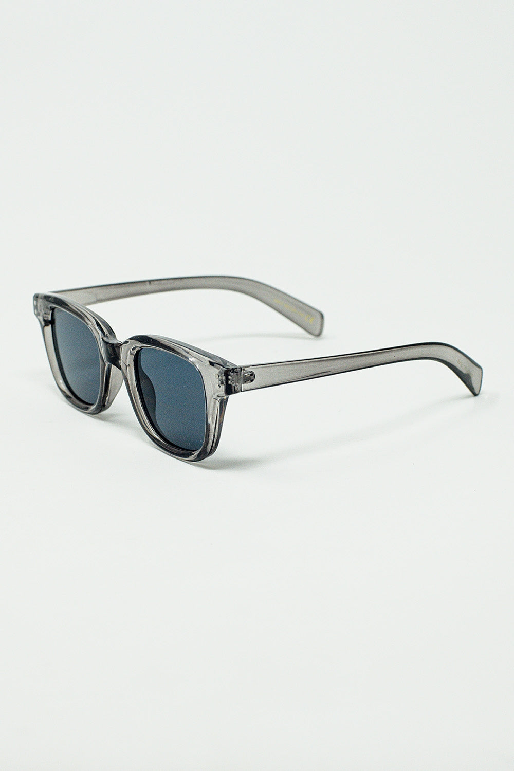 Retro round sunglasses with smoke black lense and transparent gray frame | Just Cool Beans