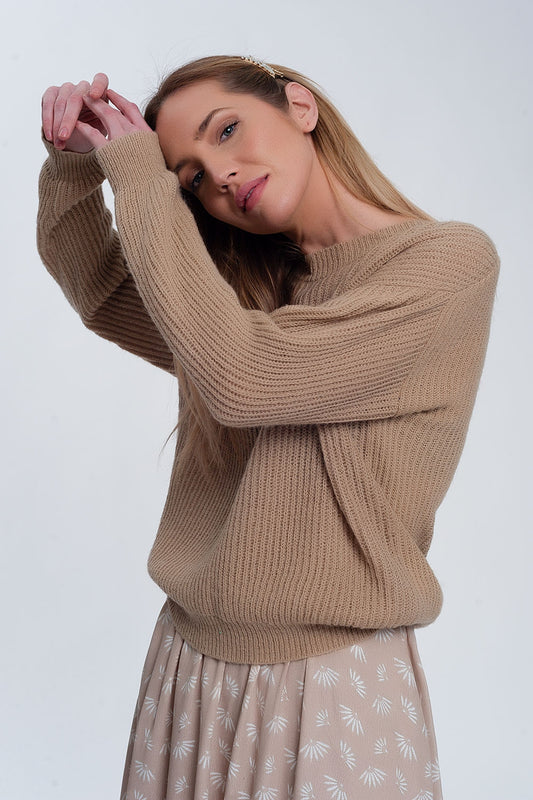 Ribbed jumper in light beige | Just Cool Beans — sweaters | tops