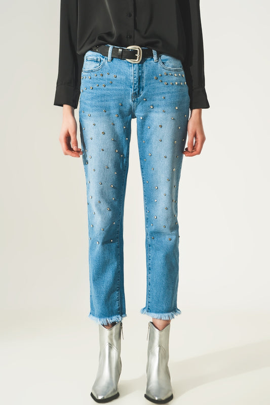 Ripped embellished jeans in lightwash | Just Cool Beans — jeans | the denim shop