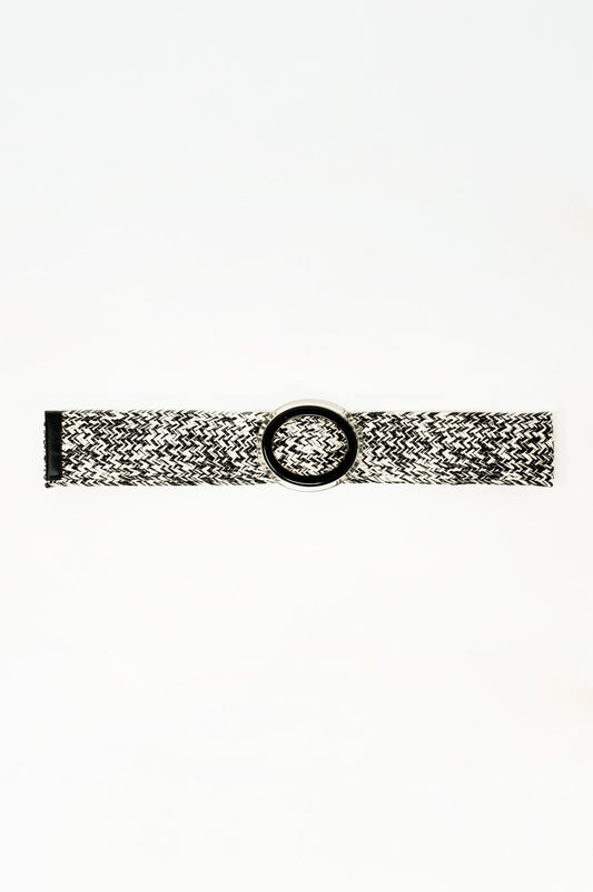 Round buckle braided belt in black and white | Just Cool Beans — accesory | nan