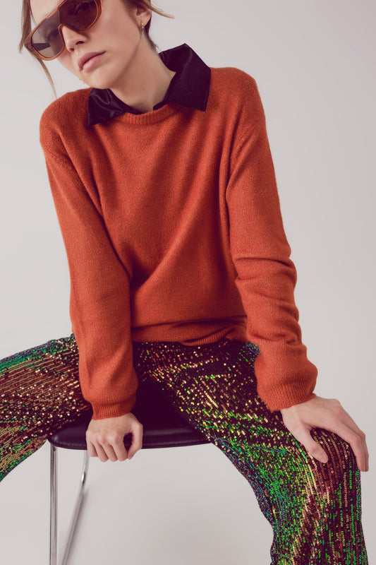 Round neck oversized jumper dress in orange | Just Cool Beans — sweaters | dresses