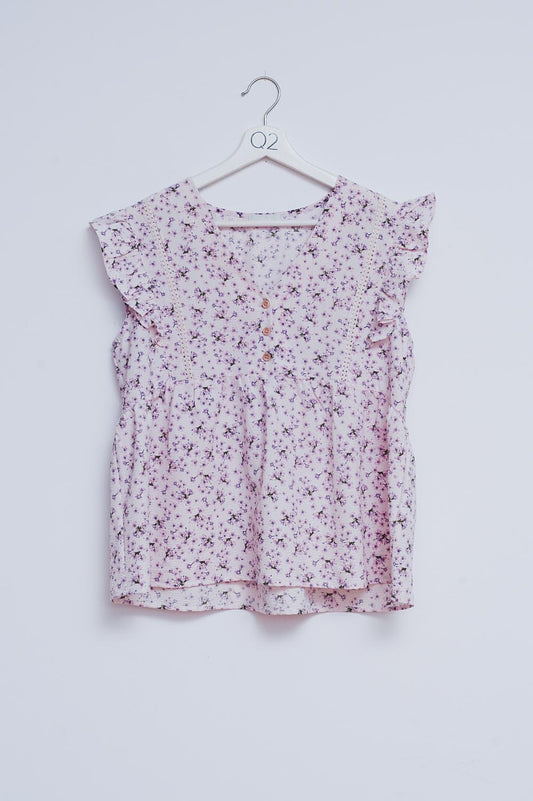 Ruffle detail blouse in lilac | Just Cool Beans — tops