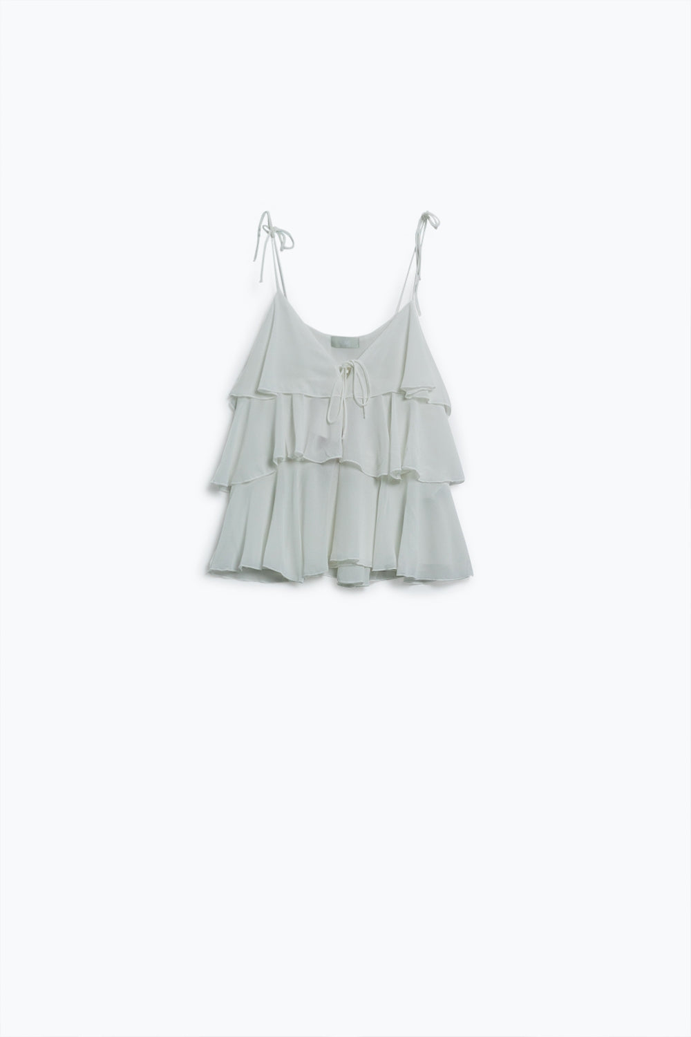 Ruffle top with thin straps in white | Just Cool Beans — tops