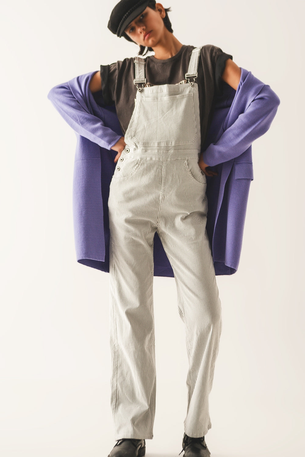 Salopette jumpsuit in grey stripes | Just Cool Beans — dresses