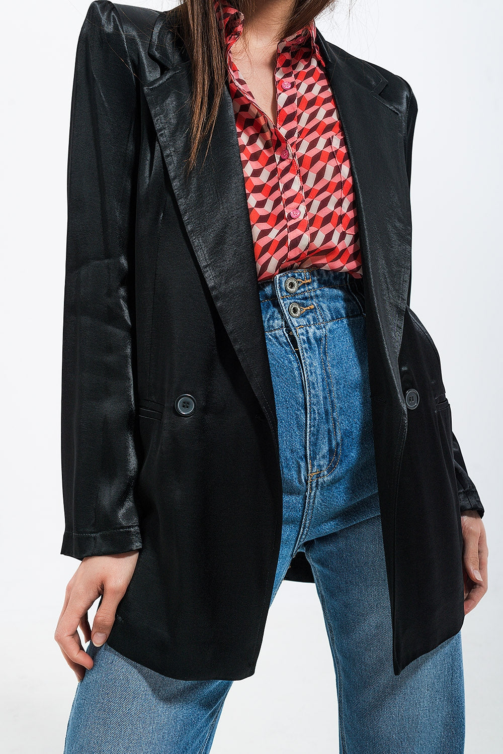 Satin blazer in black | Just Cool Beans — coats and jackets | jackets