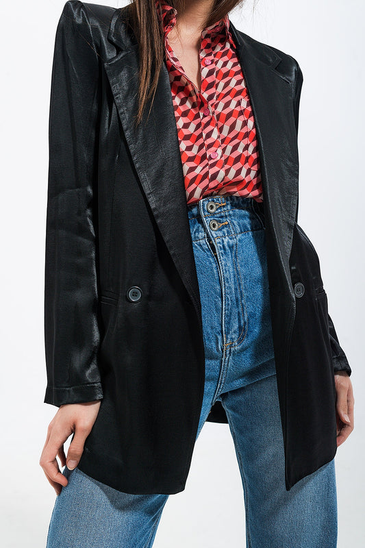 Satin blazer in black | Just Cool Beans — coats and jackets | jackets