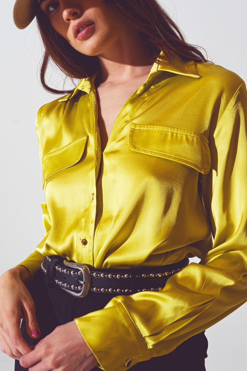 Satin blouse in lime green | Just Cool Beans — shirts | tops