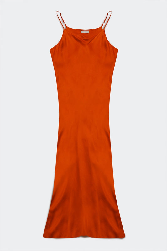 Satin cowl neck cami maxi dress in orange | Just Cool Beans — dresses