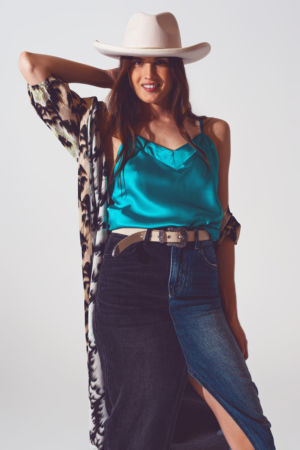 Satin crop top in turquoise | Just Cool Beans — tops