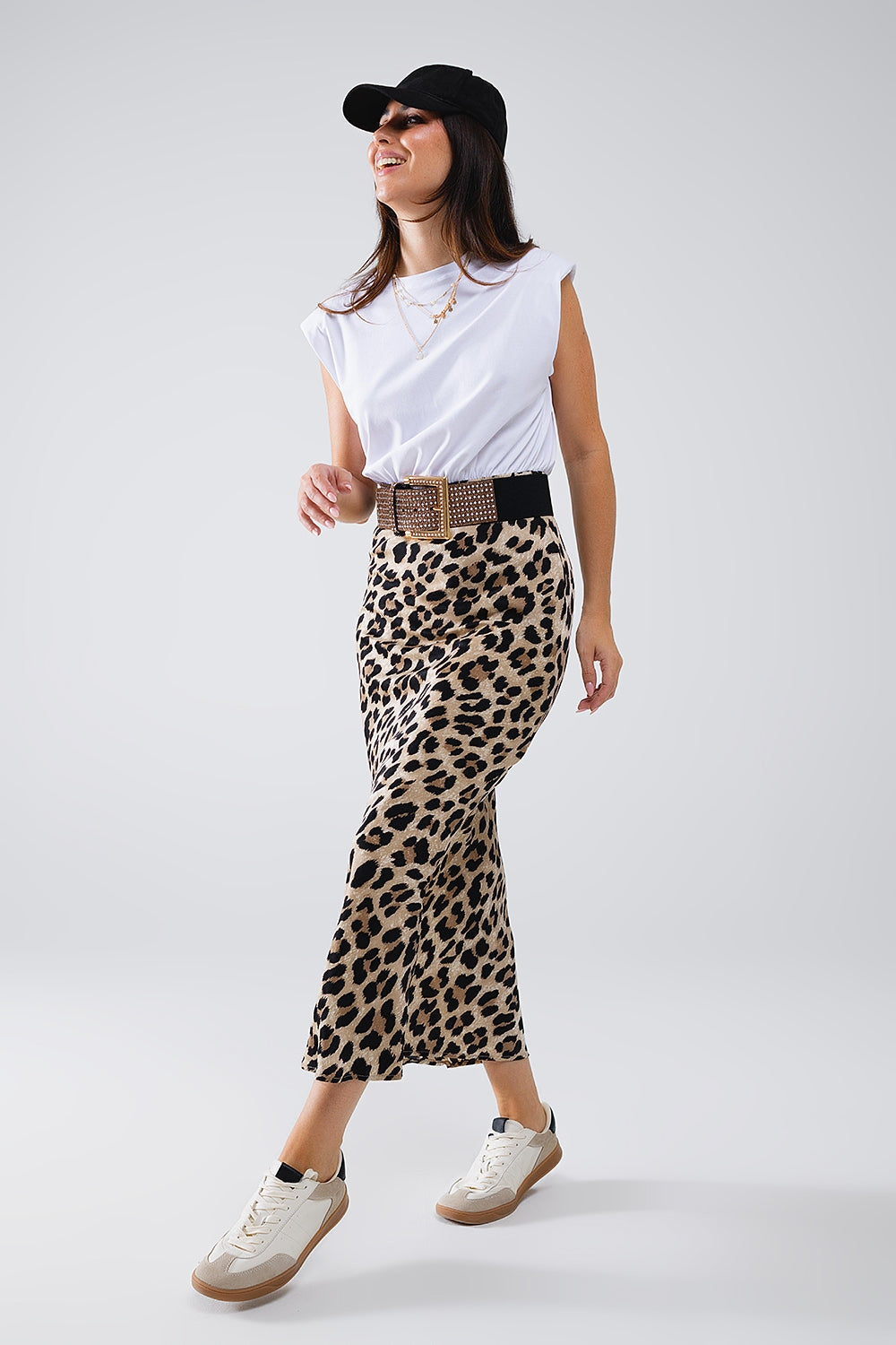 Satin-finish contrast midi dress in leopard print | Just Cool Beans — dresses