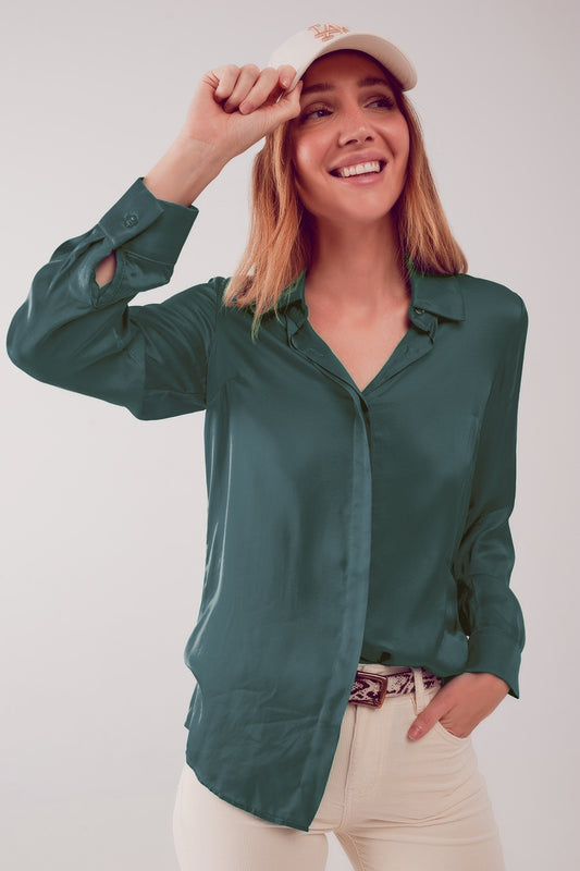 Satin shirt in green | Just Cool Beans — shirts | nan