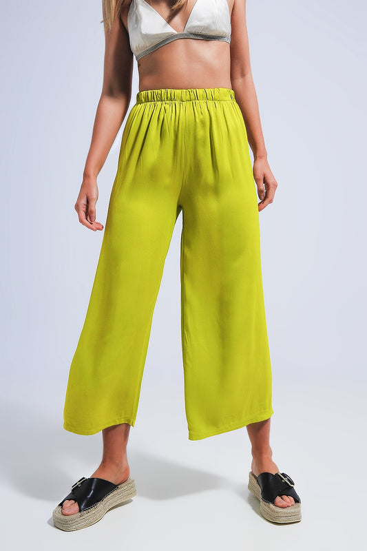 Satin wide leg pants in green | Just Cool Beans — pants | bottoms