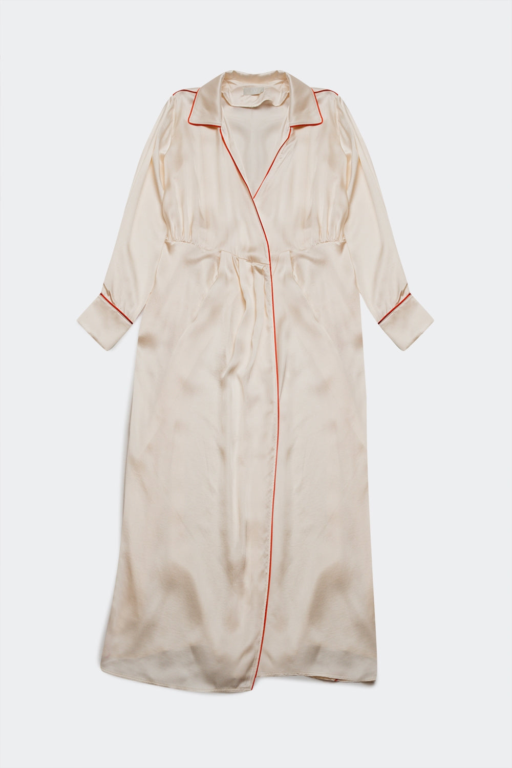 Satin wrap front maxi dress in cream satin | Just Cool Beans — dresses