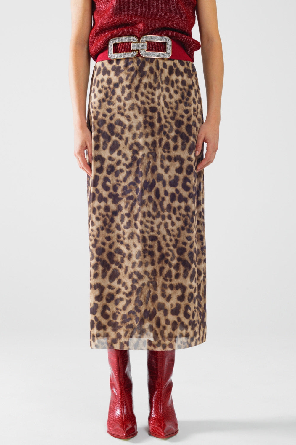 Sheer long leopard print bodycon midi skirt | Just Cool Beans — skirts