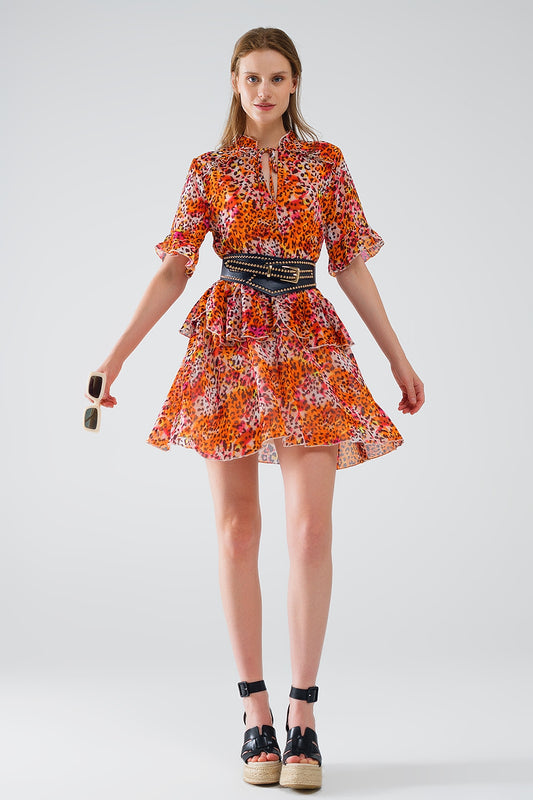 Short dress with animal print in orange and white | Just Cool Beans — dresses | bottoms