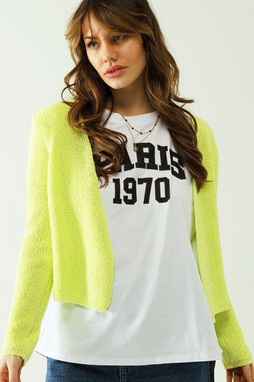 Short yellow knit cardigan with long sleeves | Just Cool Beans — sweaters | bottoms
