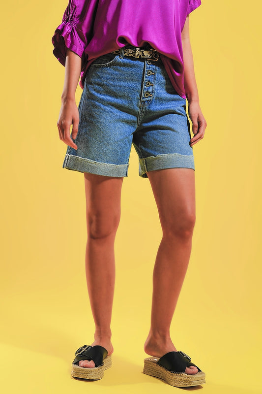 Shorts with button front in blue | Just Cool Beans — jeans | bottoms