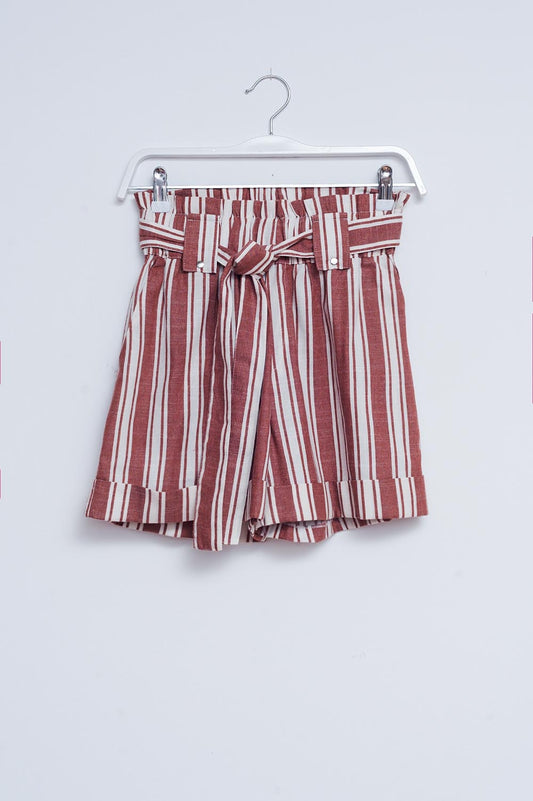 Shorts with paperbag waist in orange | Just Cool Beans — pants | bottoms