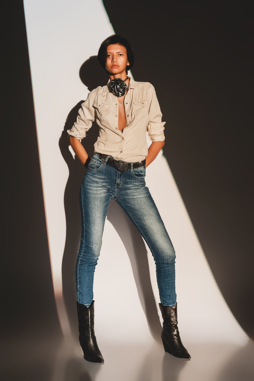 Skinny jeans in distressed blue | Just Cool Beans — jeans | the denim shop