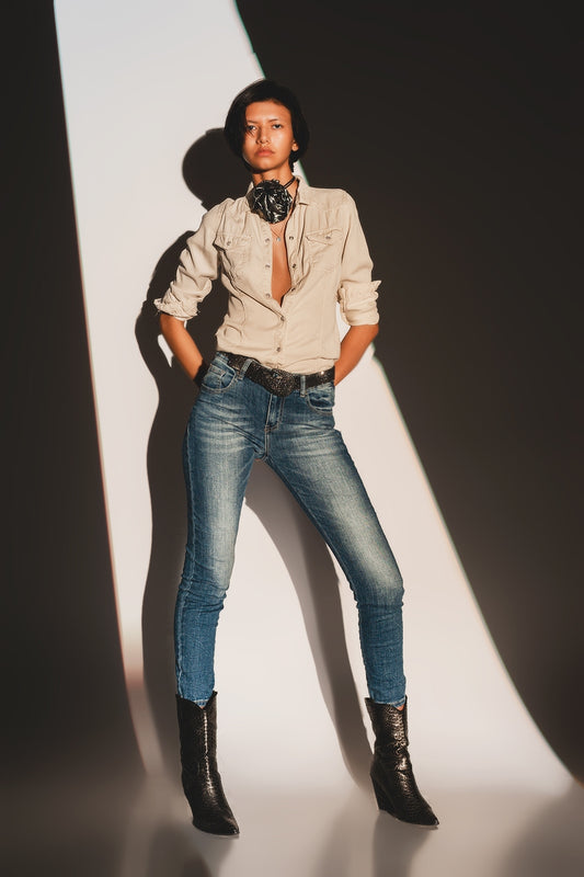 Skinny jeans in distressed blue | Just Cool Beans — jeans | the denim shop