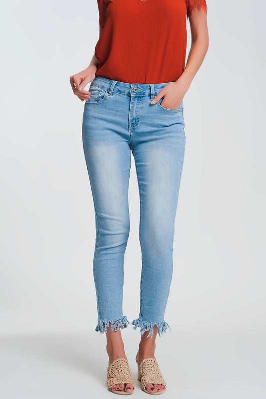 Skinny jeans in light denim with frayed hem | Just Cool Beans — jeans | the denim shop