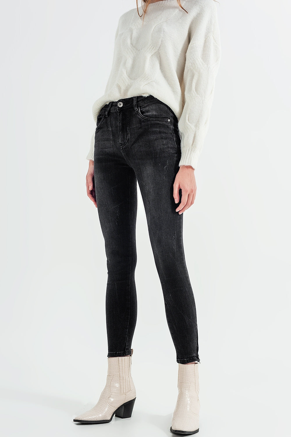 Skinny jeans with ankle zip in black wash | Just Cool Beans — jeans | the denim shop