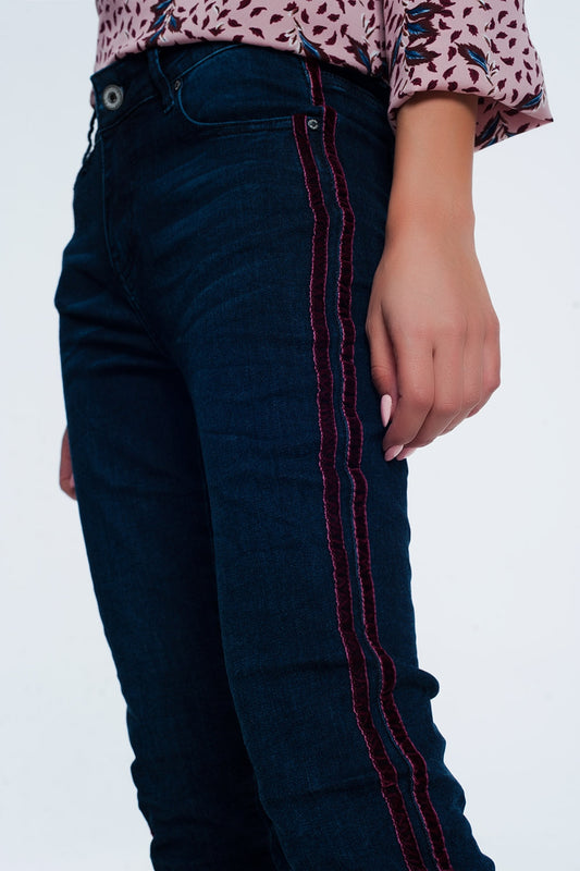 Skinny jeans with sports red stripes | Just Cool Beans — jeans | the denim shop