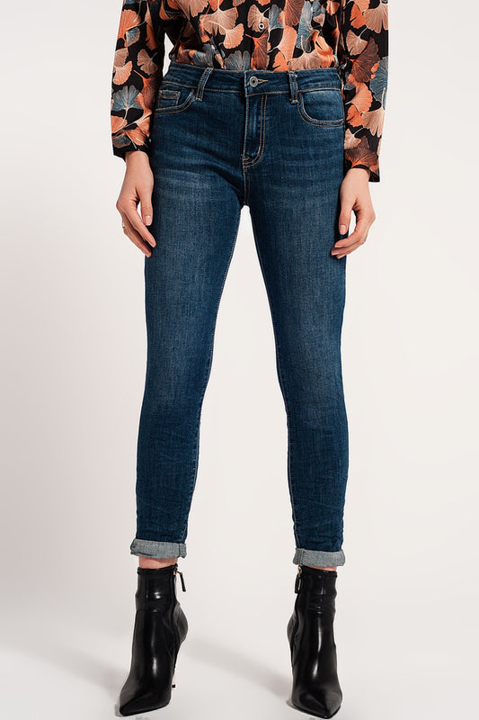Skinny push up stretch jeans in mid wash blue | Just Cool Beans — jeans | the denim shop
