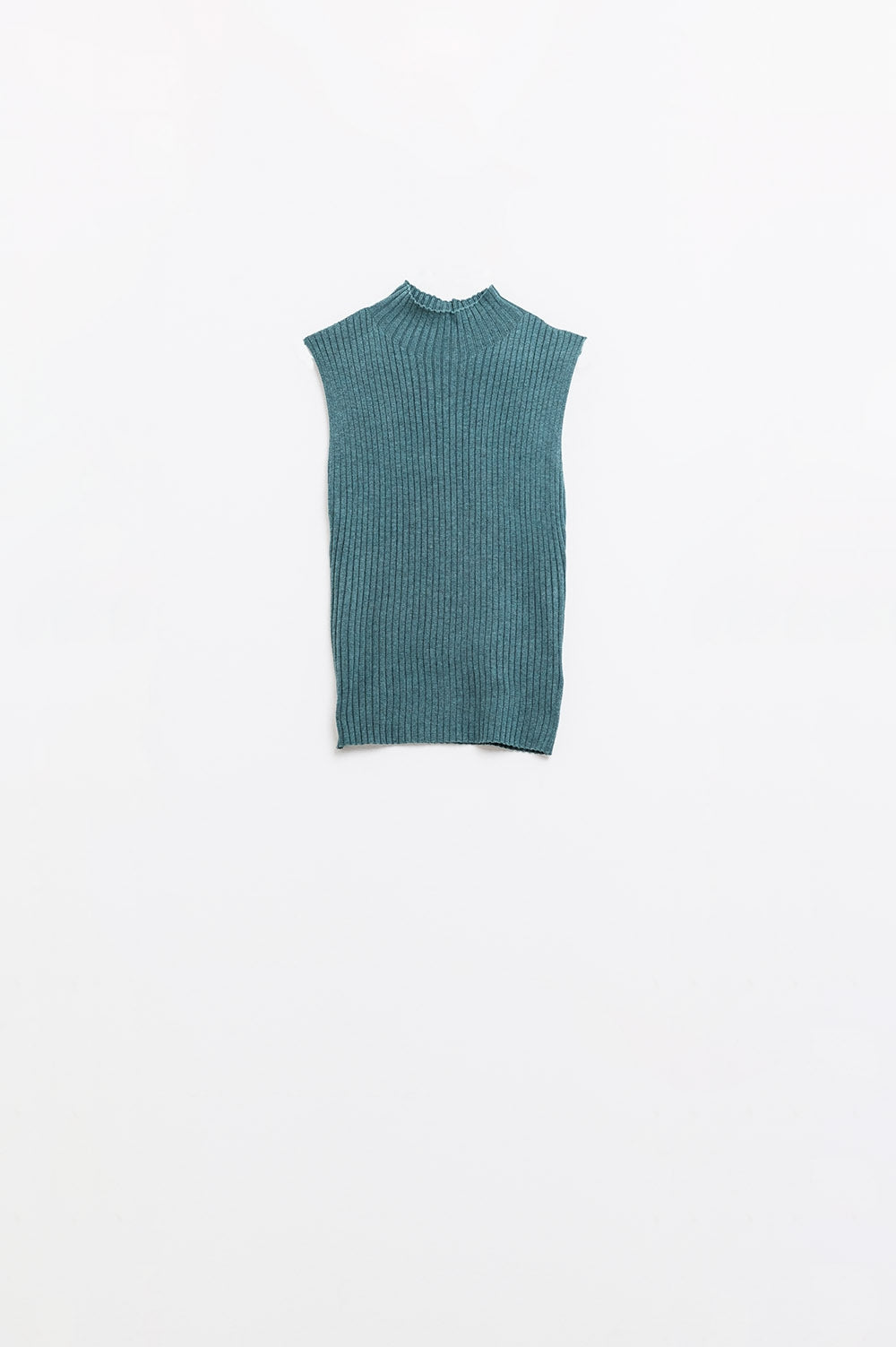 Sleeveless fine knit wool sweater in green | Just Cool Beans — sweaters | tops