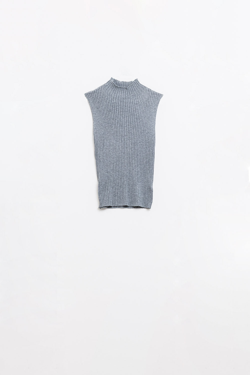Sleeveless fine knit wool sweater in grey | Just Cool Beans — sweaters | tops