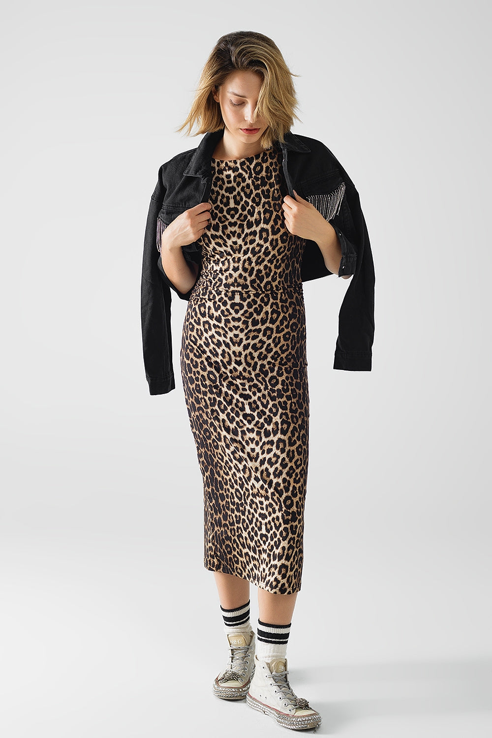 Sleeveless leopard print spandex dress | Just Cool Beans — dresses