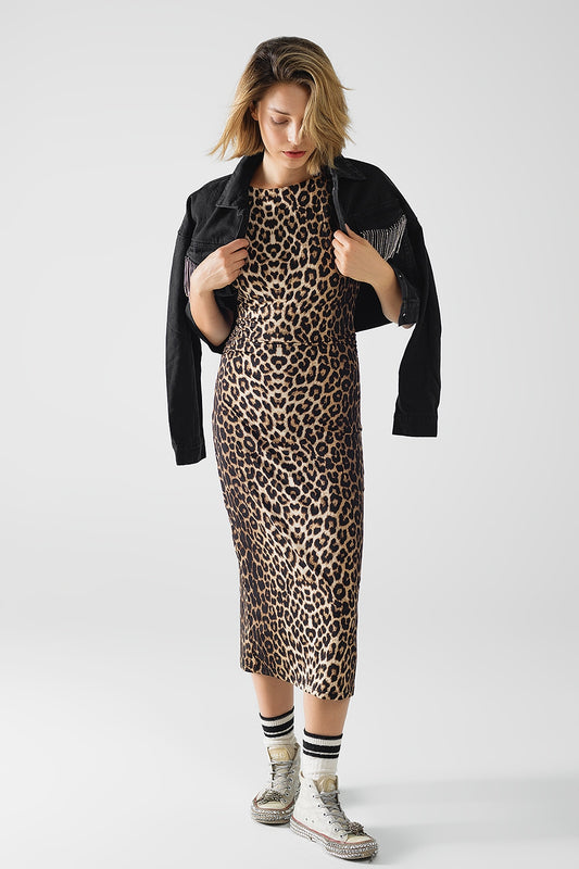 Sleeveless leopard print spandex dress | Just Cool Beans — dresses