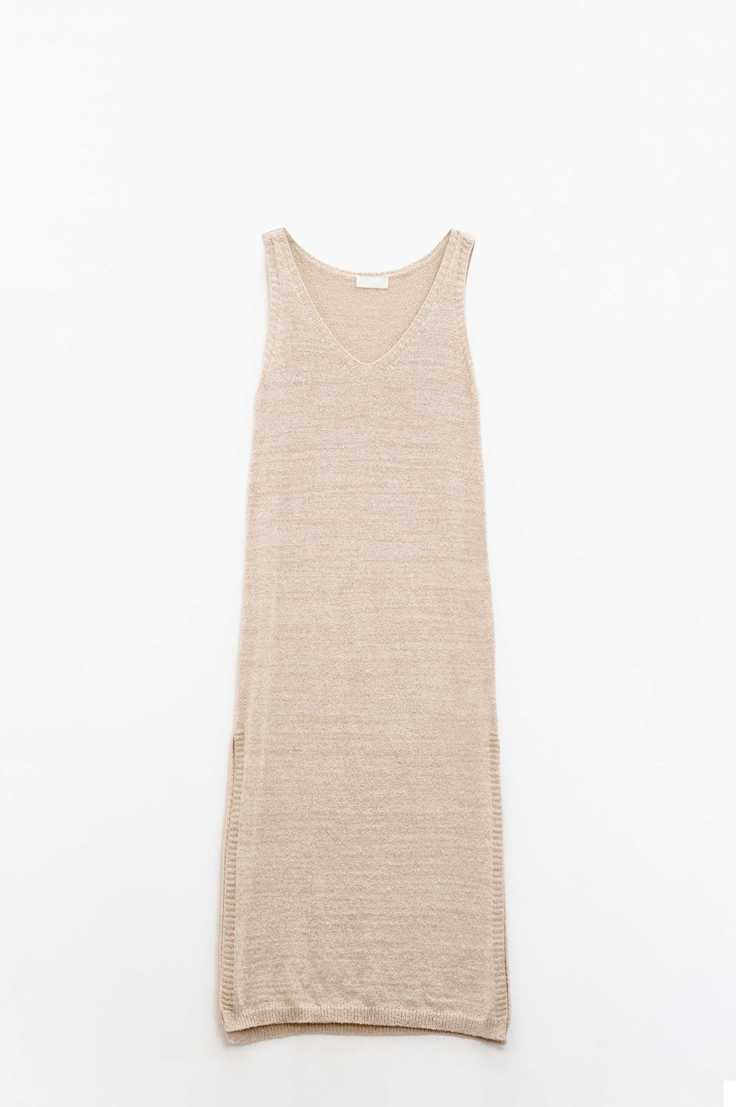 Sleeveless maxi beige dress with side slit | Just Cool Beans — dresses