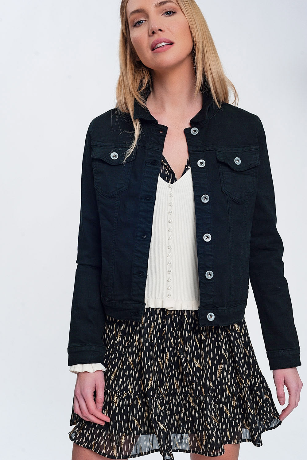 Slim denim trucker jacket in black | Just Cool Beans — coats and jackets | jackets