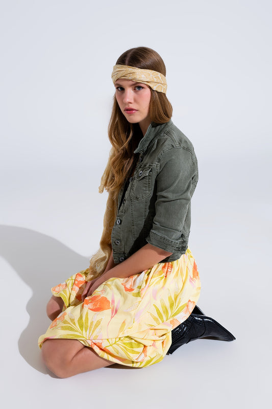 Slim denim trucker jacket in khaki | Just Cool Beans — coats and jackets | jackets
