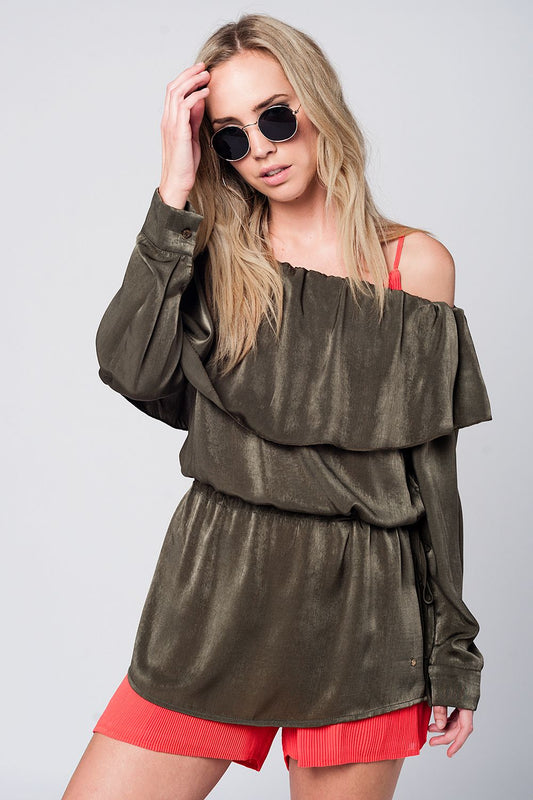 Soft green blouse with drawstring | Just Cool Beans — shirts | tops